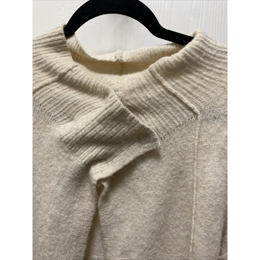Free People Cascade Cream Soft Knit Mock Neck Sweater Cardigan Small